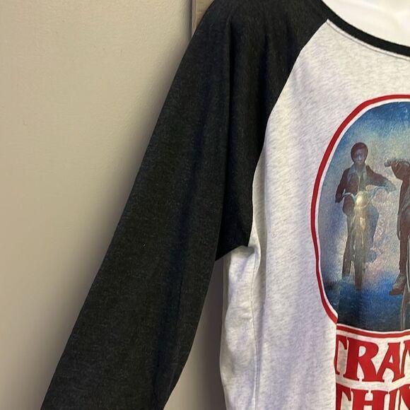 Stranger Things Heather Black/White Netflix Baseball 3/4 Sleeve T-Shirt- Large - Picture 4 of 8